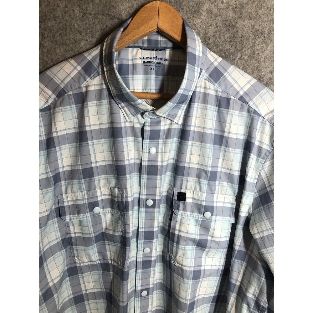 Vineyard Vines Shirt Mens 2XL Blue Plaid Harbor Performance Career Classic